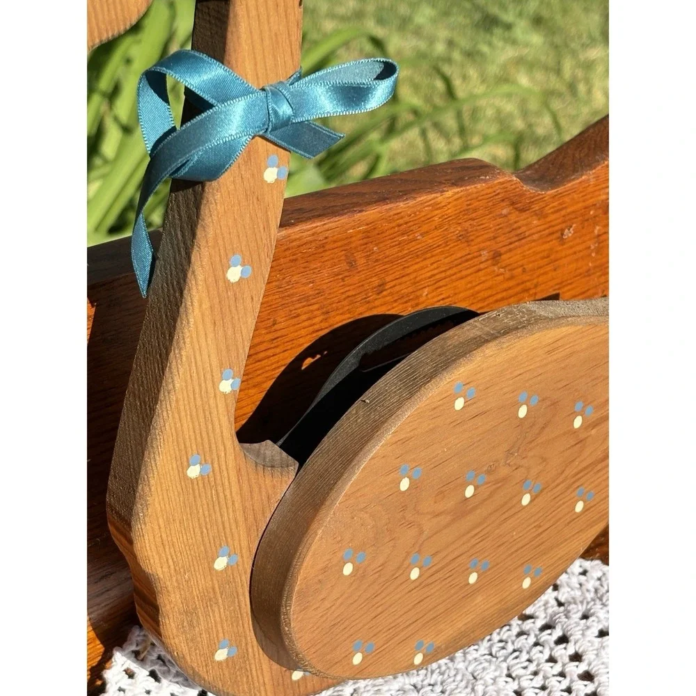 Vtg Wooden Duck Goose Painted Floral Wall Mounted Letter Holder Cottagecore